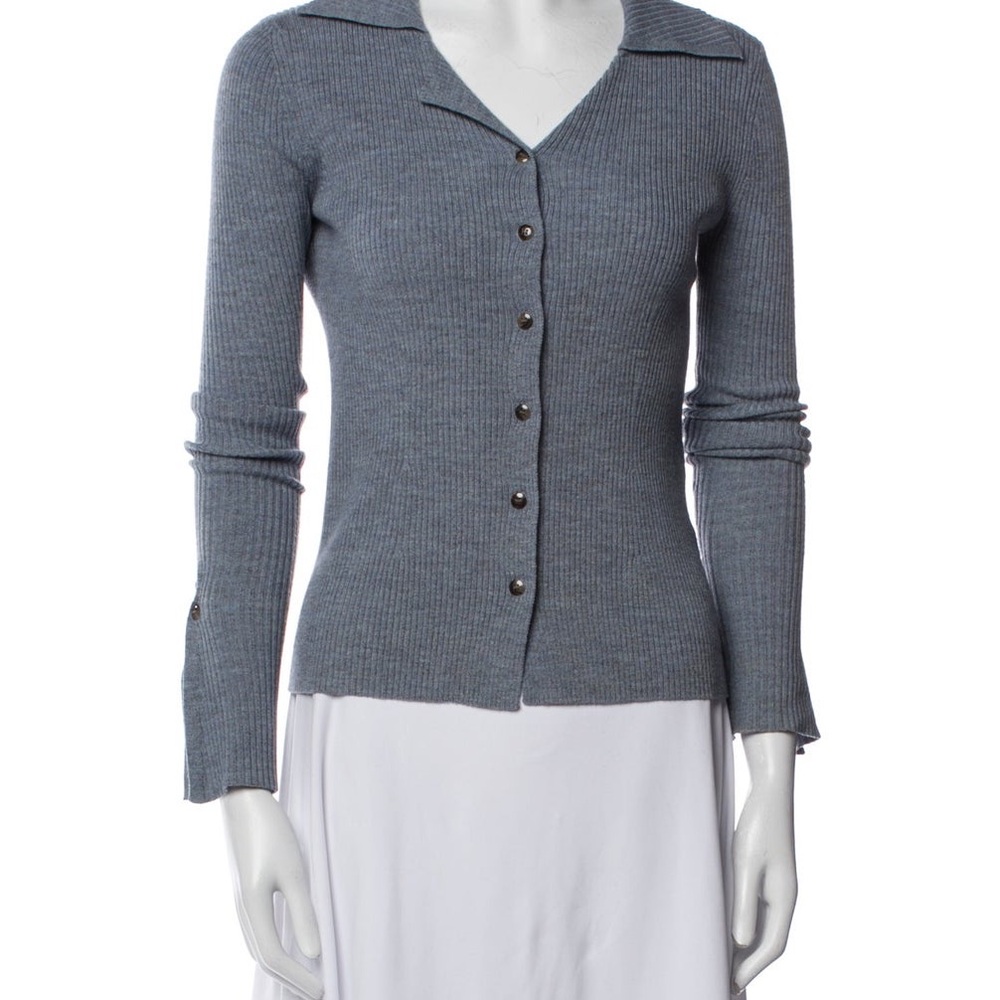 Nanushka Ribbed Blue Cardigan